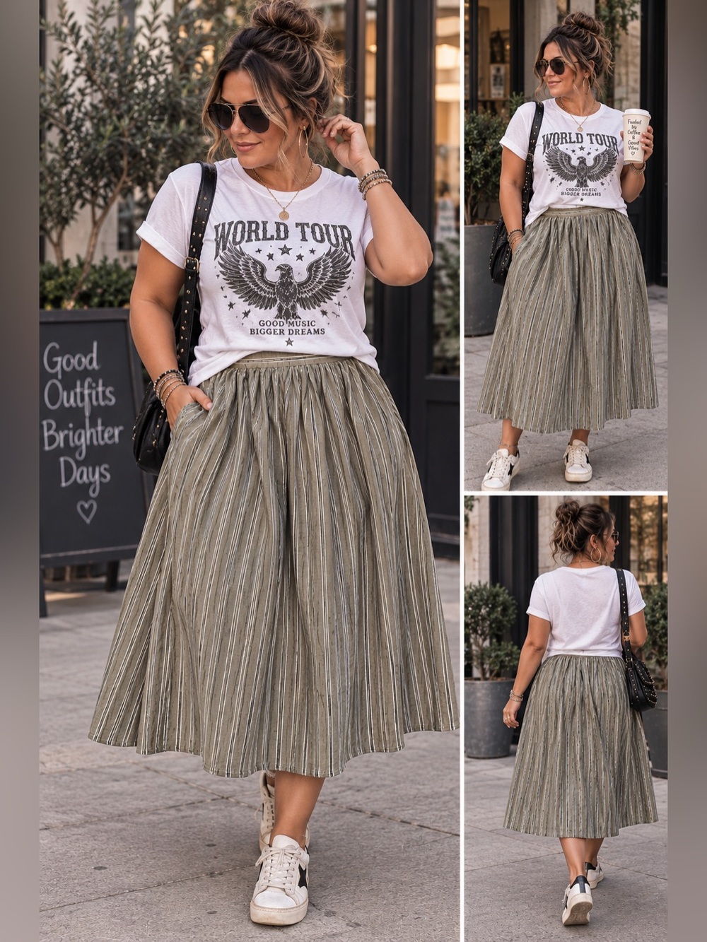 MAX STUDIO Striped Midi Skirt NWT